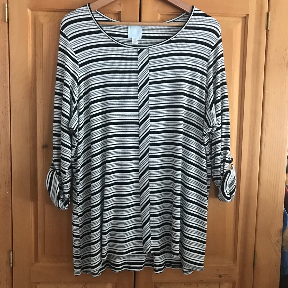 DB Sunday W 3X black and white striped top